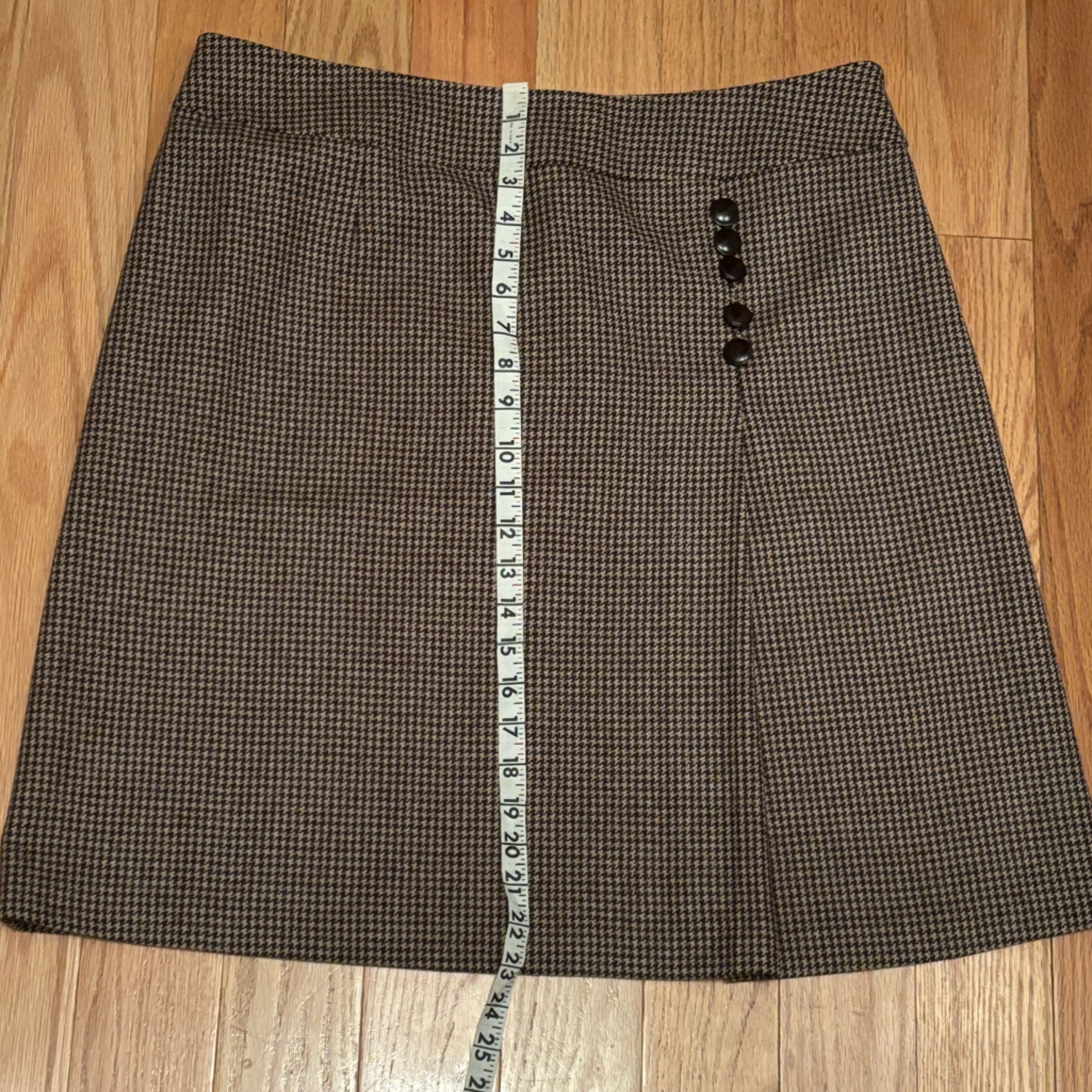 Vintage Talbots Lined Skirt Women's Size 16 Wool Brown Houndstooth A-Line